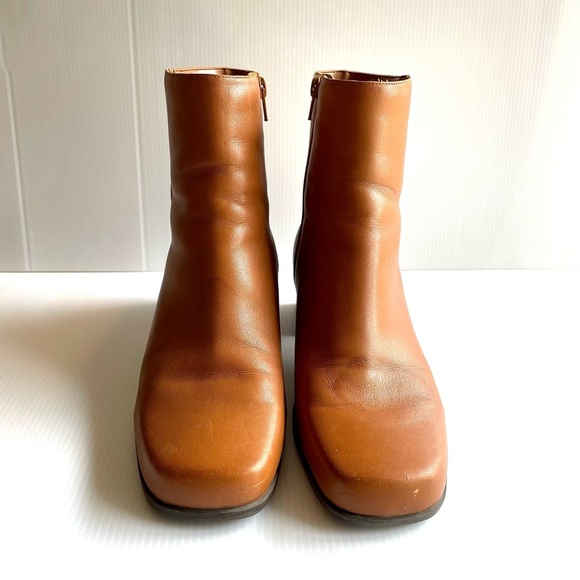 FORWARD Square Toe Leather Boots Cognac Brown Women’s Size 10 Classic Fall - Picture 4 of 14